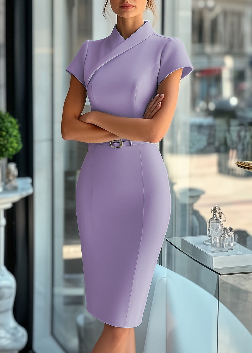 Ceylan Women¡¯s Asymmetrical Midi Dress with Slim Coordinating Belt