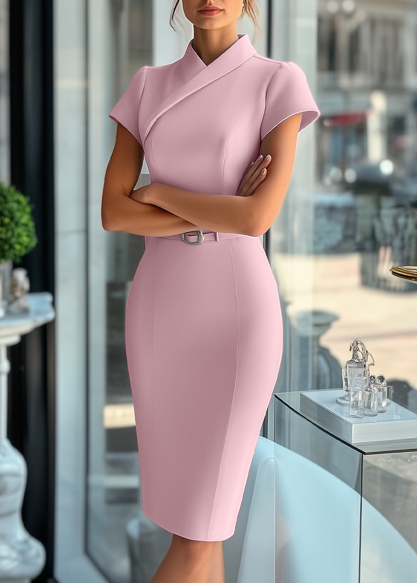 Ceylan Women¡¯s Asymmetrical Midi Dress with Slim Coordinating Belt