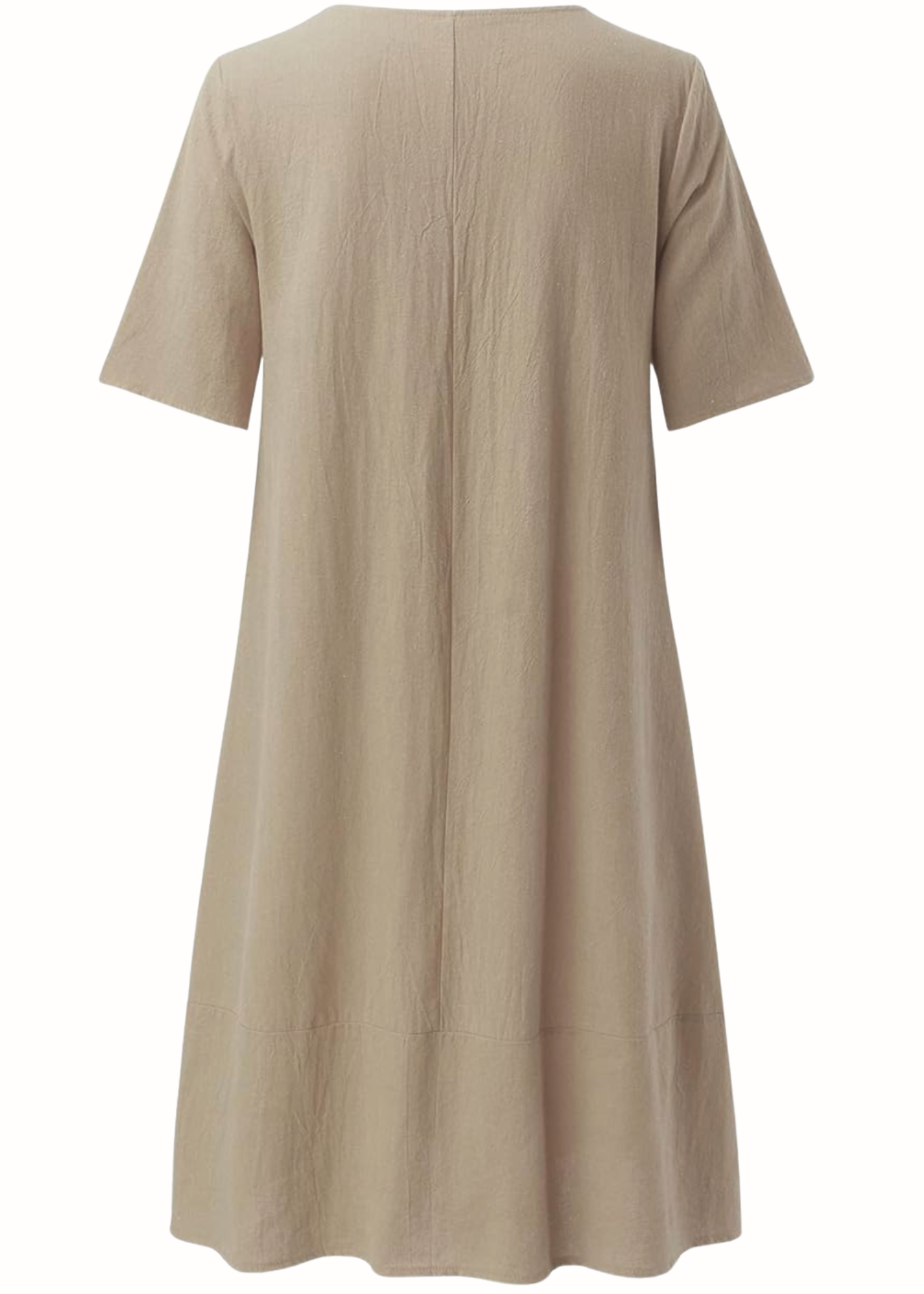 Women's Relaxed Fit Midi Dress with Short Sleeves and Functional Side Pockets
