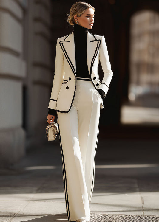 Ceylan Women’s Double Breasted Suit Set with Contrast Trim