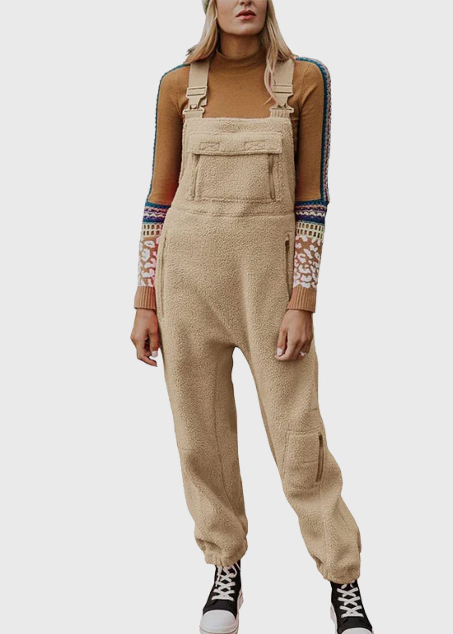 Ceylan Women’s Fleece Thermal Overalls with Zippered Pockets