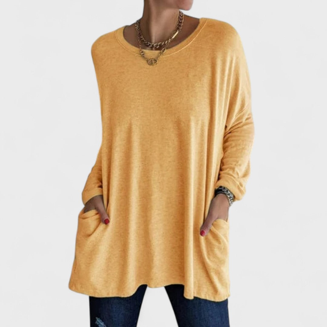 Women's Oversized V-Neck Tunic With Side Pockets