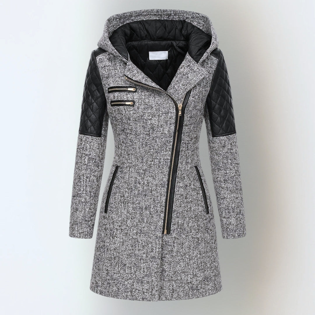 Women's Quilted Hooded Long Winter Coat With Slim Fit