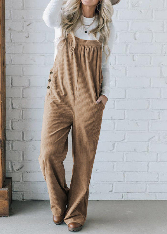 Ceylan Women’s Corduroy Overalls with Relaxed Wide Leg