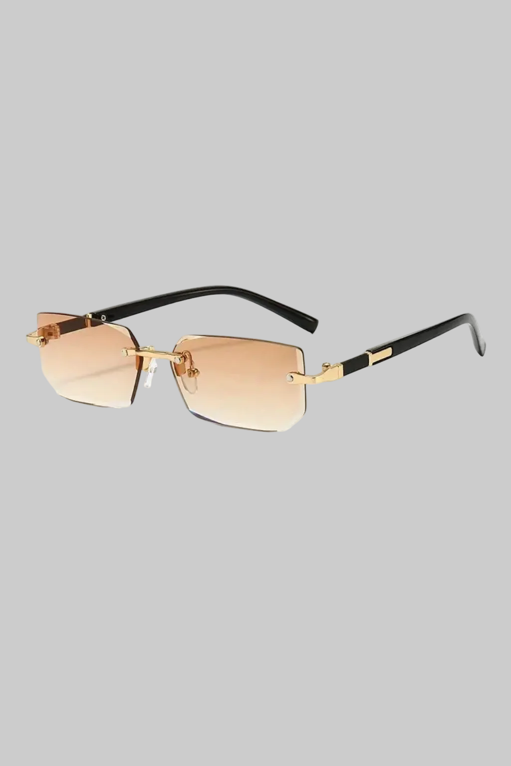Women’s Sunglasses with Rimless Rectangle Lenses and Gold Hardware