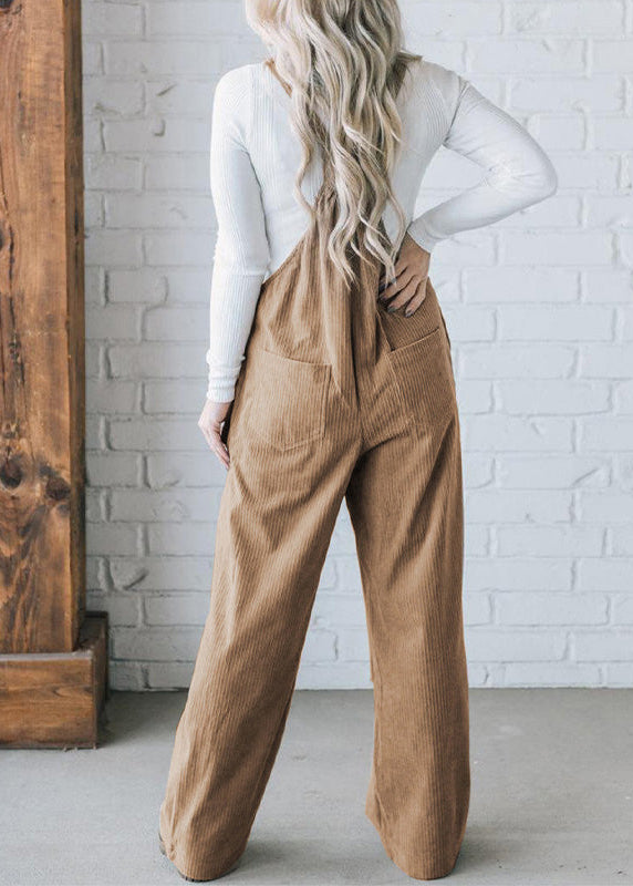 Ceylan Women’s Corduroy Overalls with Relaxed Wide Leg