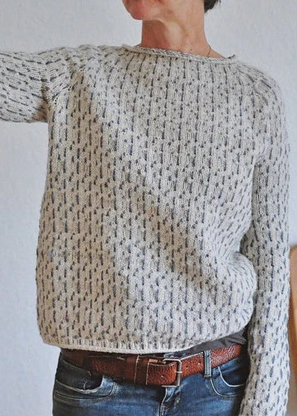 Women¡¯s Knitted Sweater with Boat Neckline and Textured Vertical Stripe Pattern