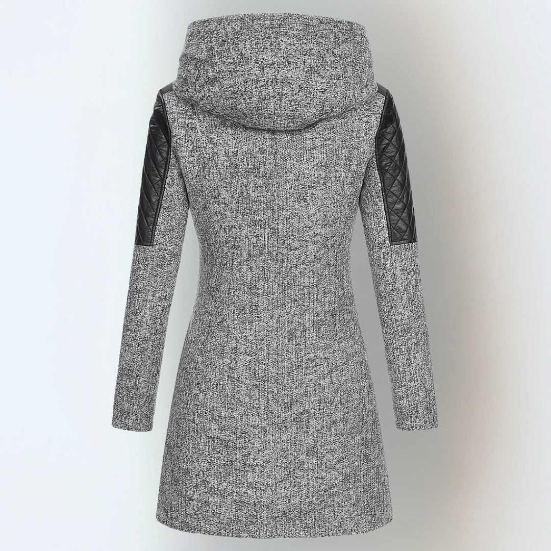 Women's Quilted Hooded Long Winter Coat With Slim Fit