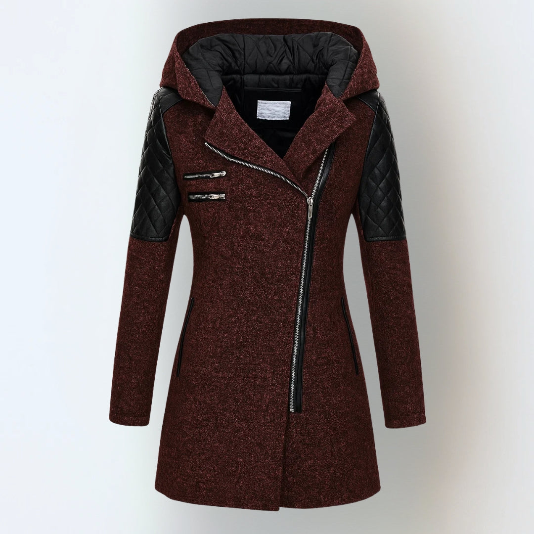Women's Quilted Hooded Long Winter Coat With Slim Fit