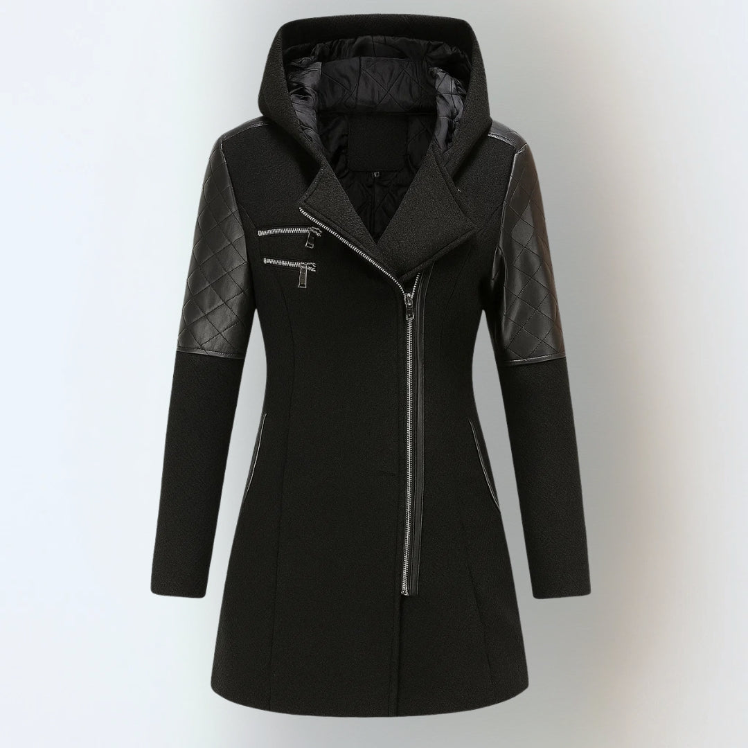 Women's Quilted Hooded Long Winter Coat With Slim Fit