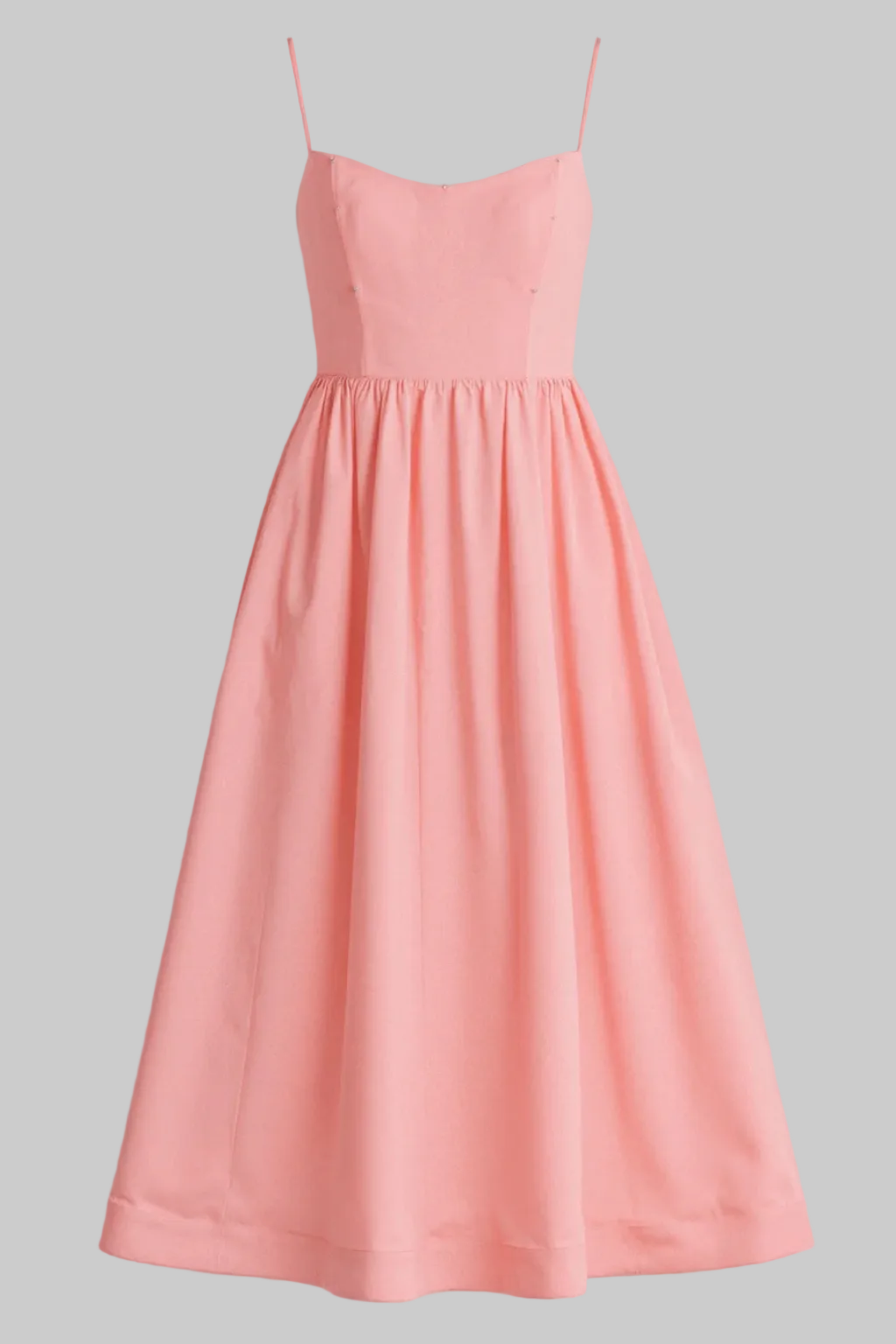 Women’s Midi Dress with Scoop Neckline and Gathered A-Line Skirt
