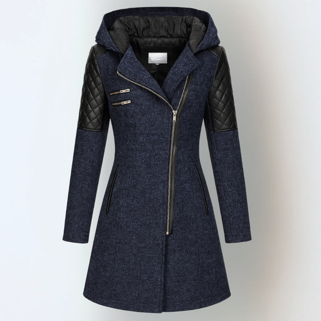 Women's Quilted Hooded Long Winter Coat With Slim Fit