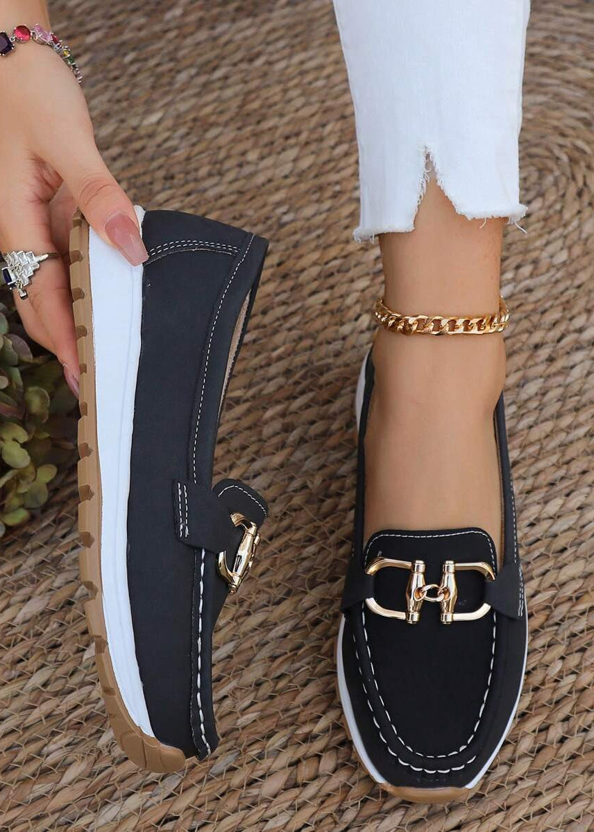 Women’s Slip-On Loafers with Gold Chain Bit and Contrast Platform Sole