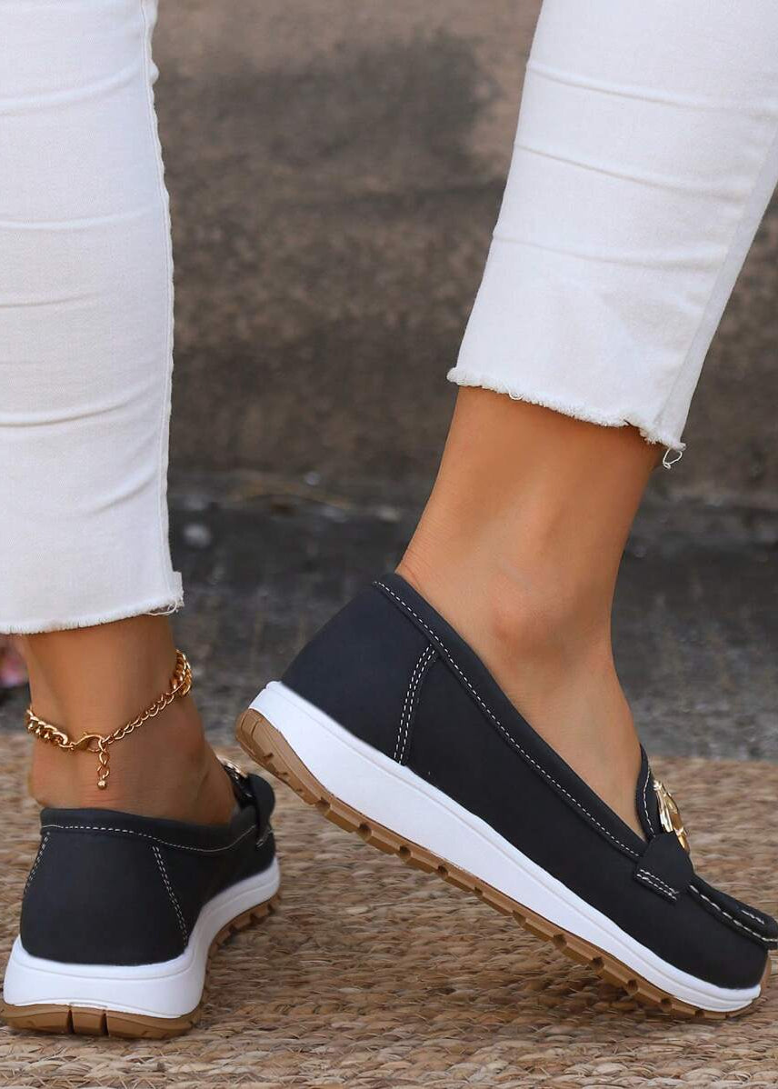 Women’s Slip-On Loafers with Gold Chain Bit and Contrast Platform Sole