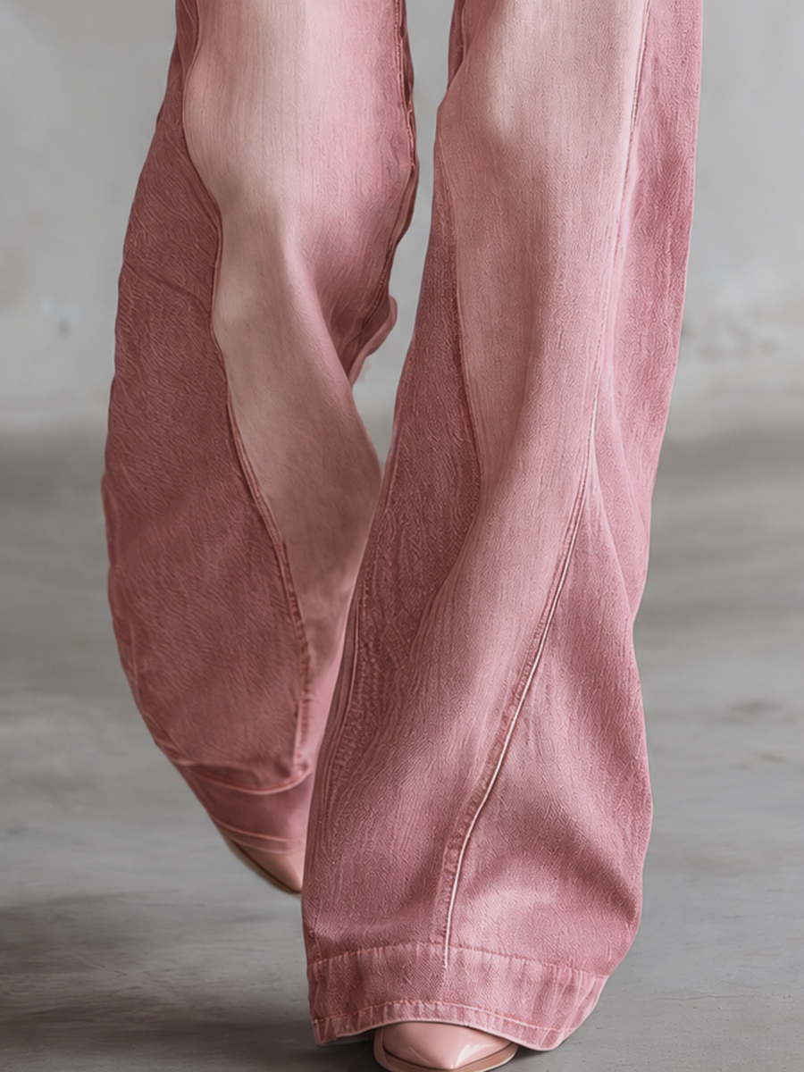 Pink Acid Wash Wide Leg Cargo Jeans