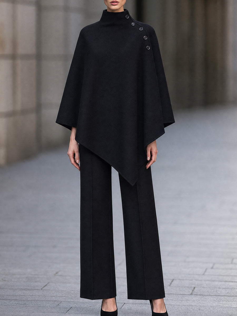 Asymmetric Cape And Straight-Leg Pants Two-Piece Set