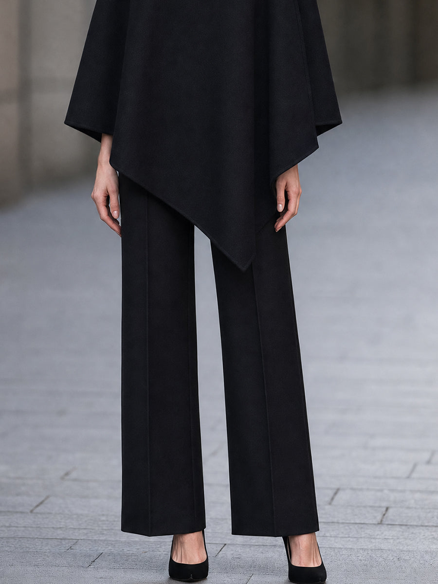 Asymmetric Cape And Straight-Leg Pants Two-Piece Set