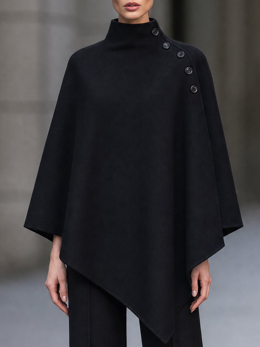 Asymmetric Cape And Straight-Leg Pants Two-Piece Set