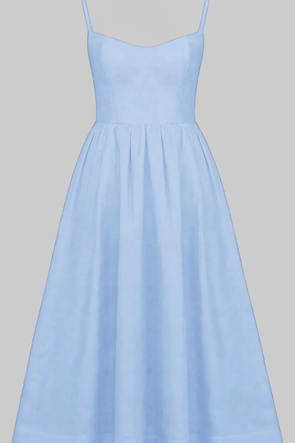 Women’s Midi Dress with Scoop Neckline and Gathered A-Line Skirt
