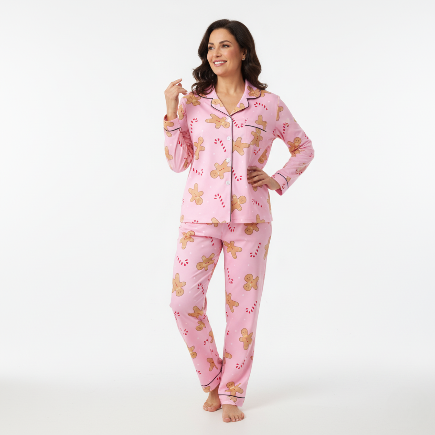 Ceylan Women's Short-Sleeve Satin Holiday Pajama Set