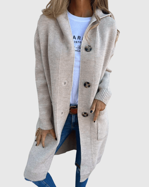 Ceylan Women’s Chunky Knit Longline Button Cardigan