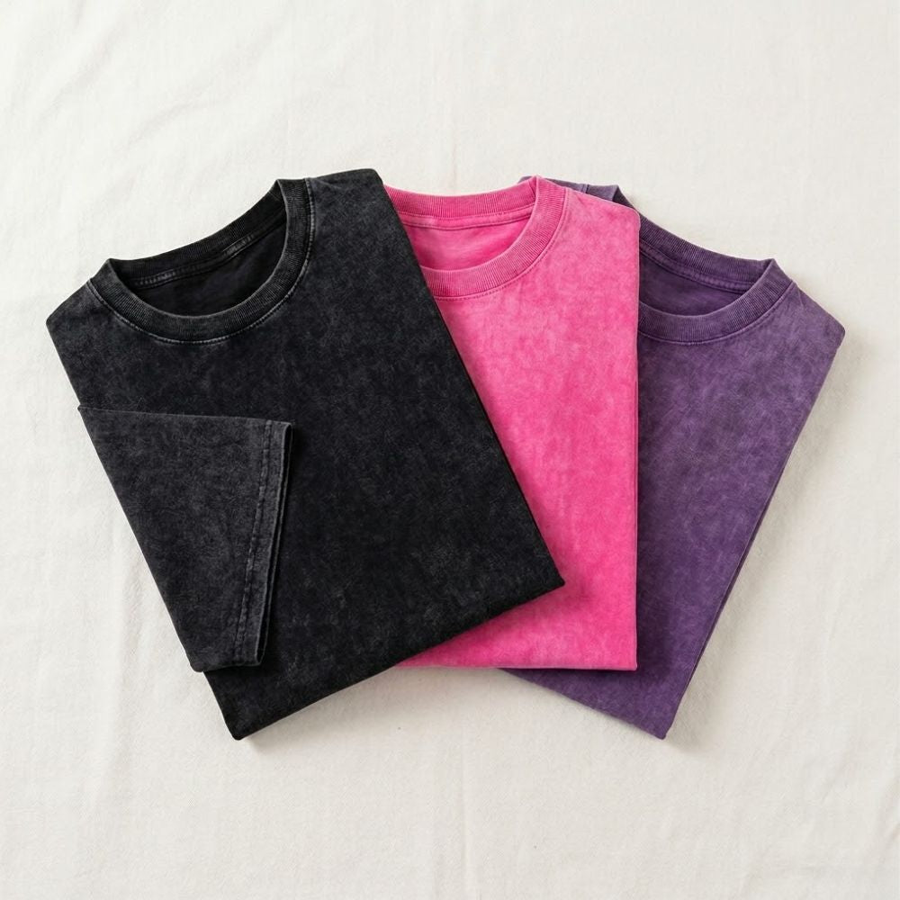 Unisex Boxy Acid Wash Tee 3-Pack Premium Heavyweight Oversized Essential