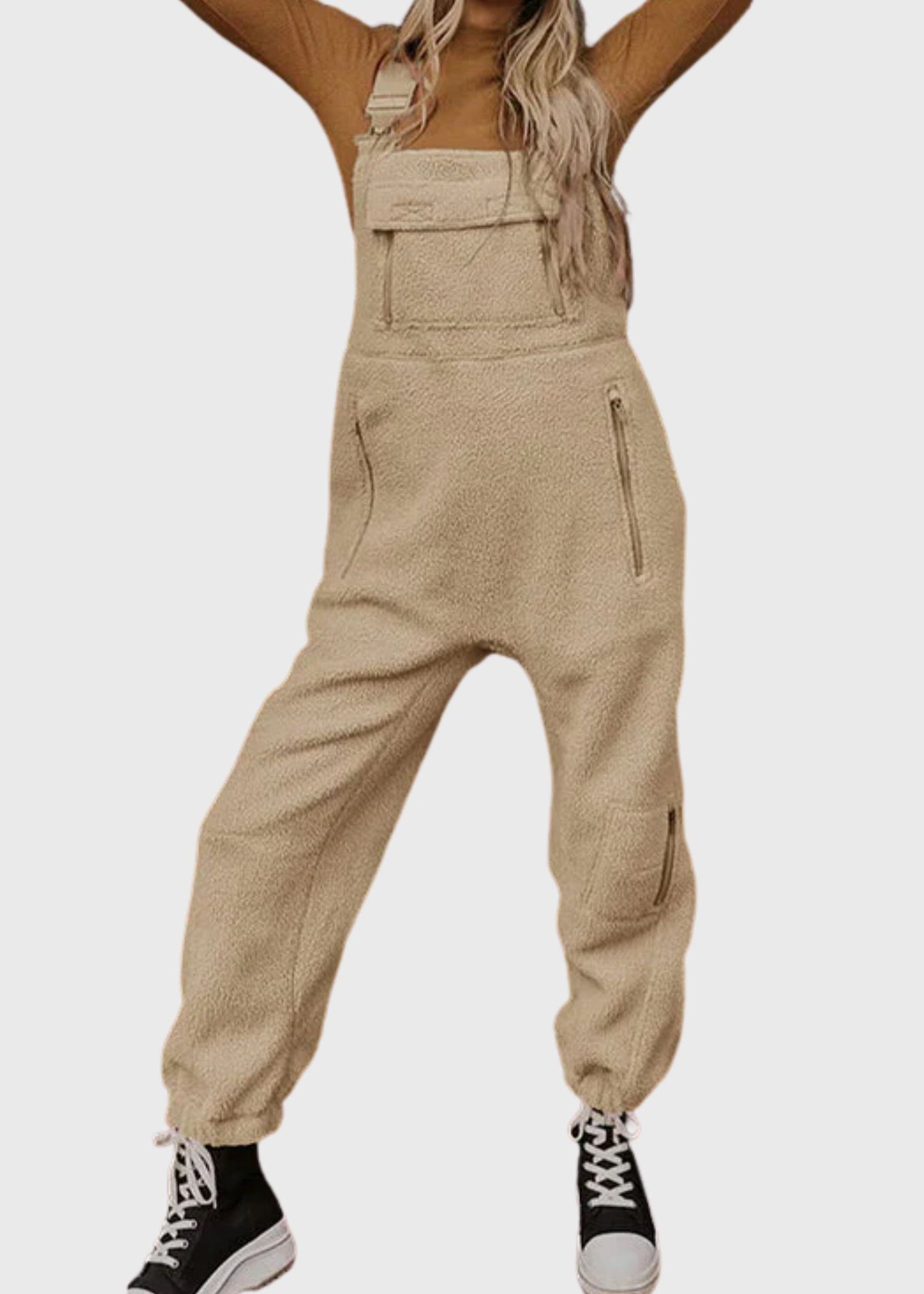 Ceylan Women’s Fleece Thermal Overalls with Zippered Pockets