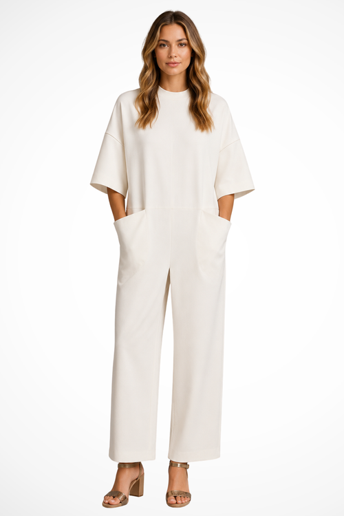 Women's Oversized Short Sleeve Wide Leg Wedding Guest Jumpsuit