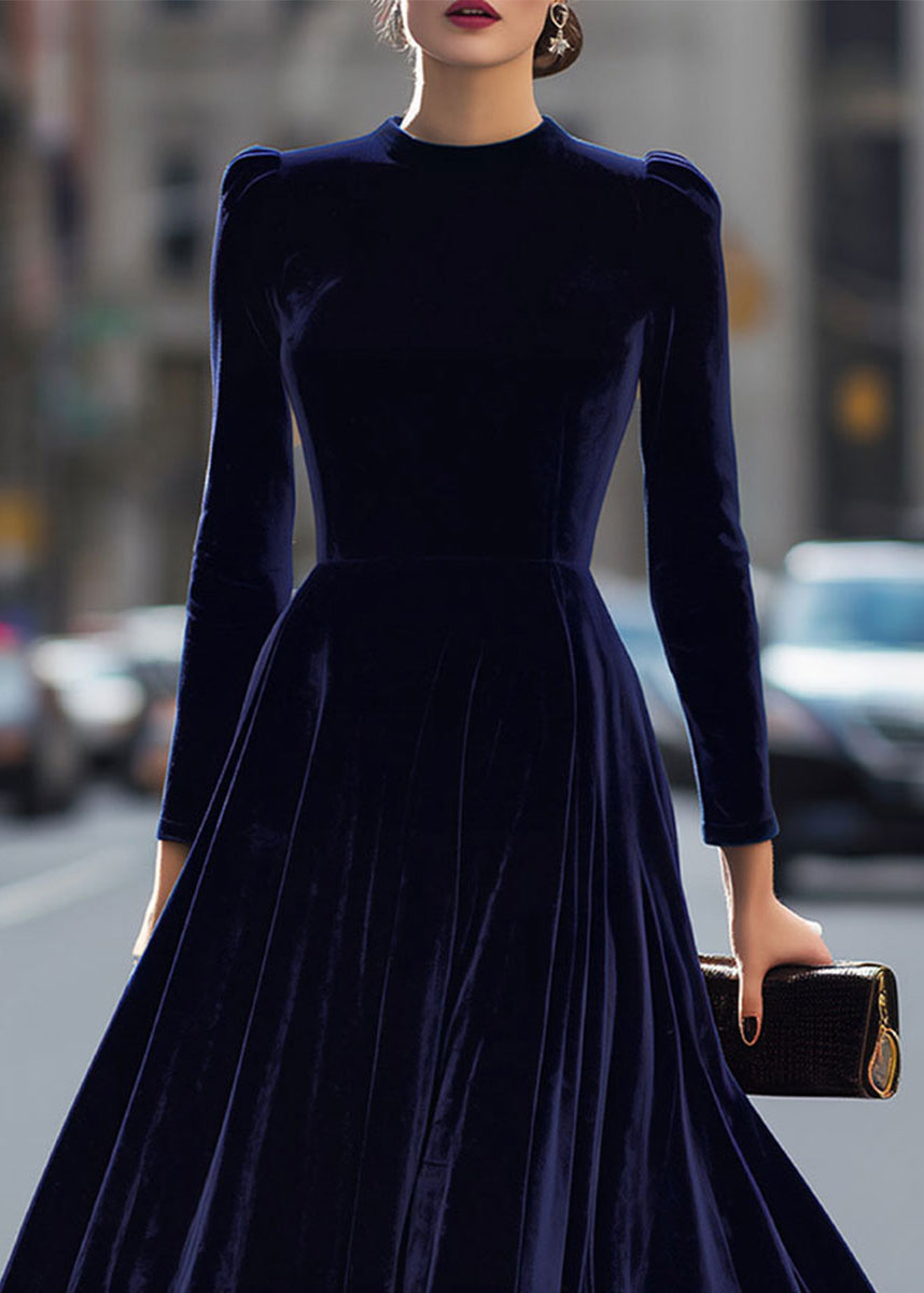 Ceylan Women’s Velvet Midi Dress with Elegant Pleated Skirt