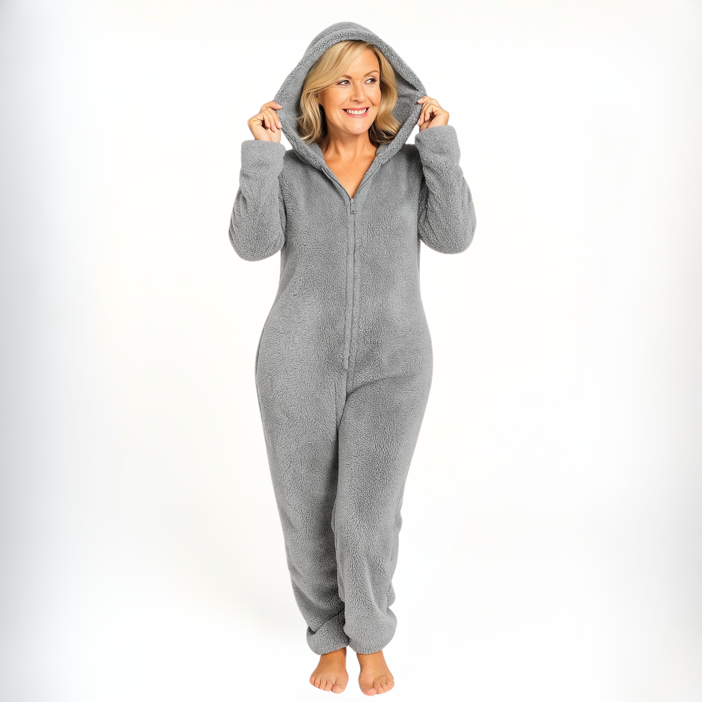 Ceylan Women’s Fleece Onesie Pajamas Hooded Full-Zip Jumpsuit