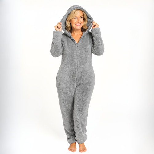 Ceylan Women’s Fleece Onesie Pajamas Hooded Full-Zip Jumpsuit