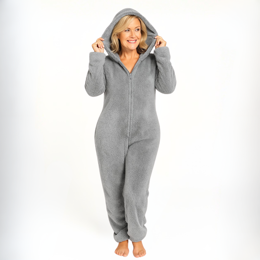 Ceylan Women’s Fleece Onesie Pajamas Hooded Full-Zip Jumpsuit
