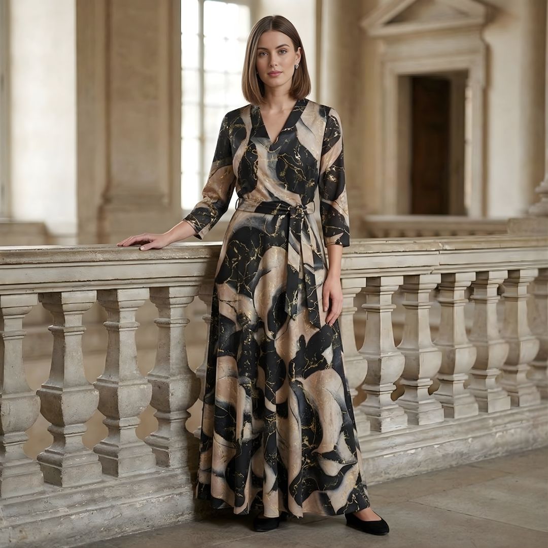 Women’s Chavelle Abstract Print Maxi Wrap Dress with Belt