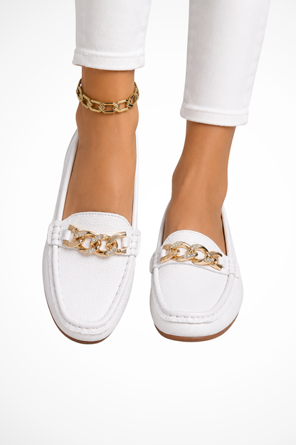 Women's Orthopedic Chain Detail Slip On Loafers