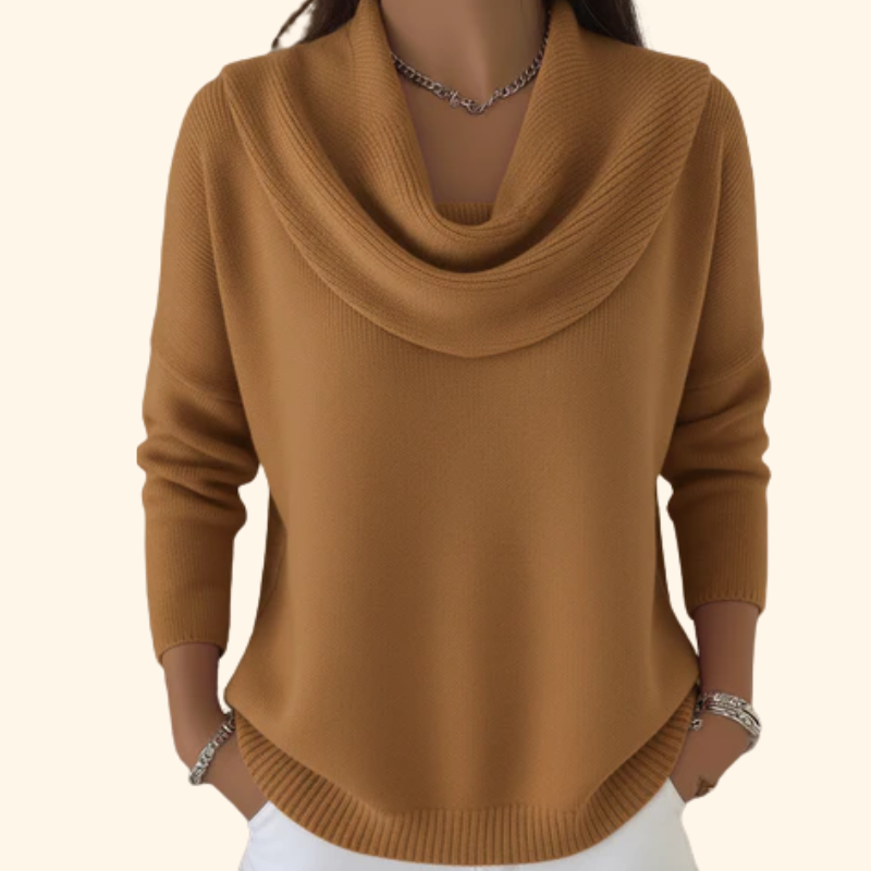 Women's Draped Cowl Neck Long Sleeve Sweater