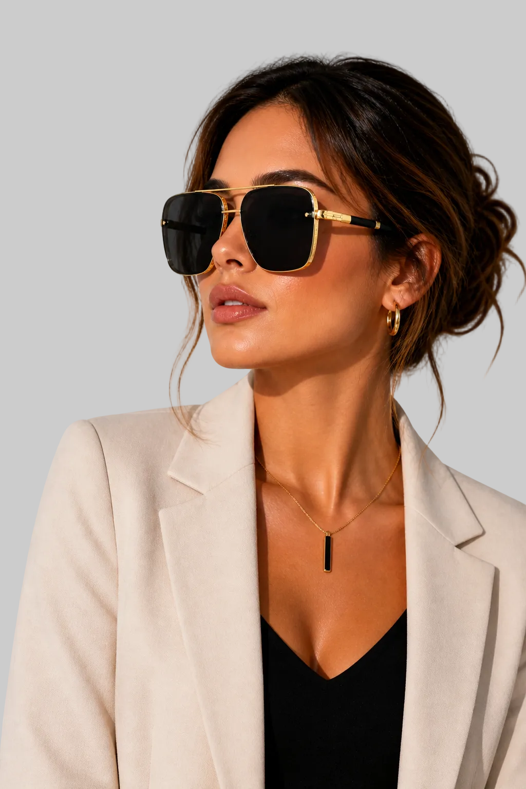 Women’s Sunglasses Square Aviator Gold Wire Frame Eyewear