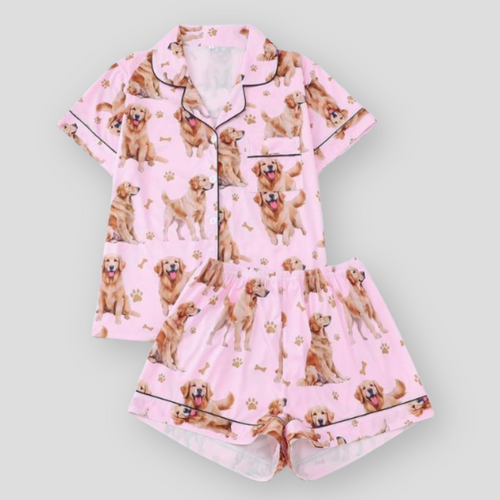 Ceylan Women’s Pajama Set with Golden Retriever Print