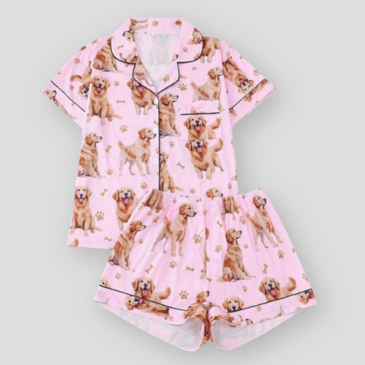 Ceylan Women’s Pajama Set with Golden Retriever Print