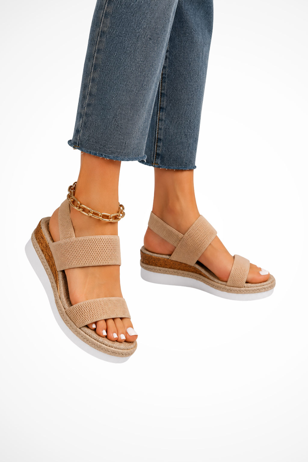 Women's Orthopedic Elastic Strap Espadrille Wedge Sandals