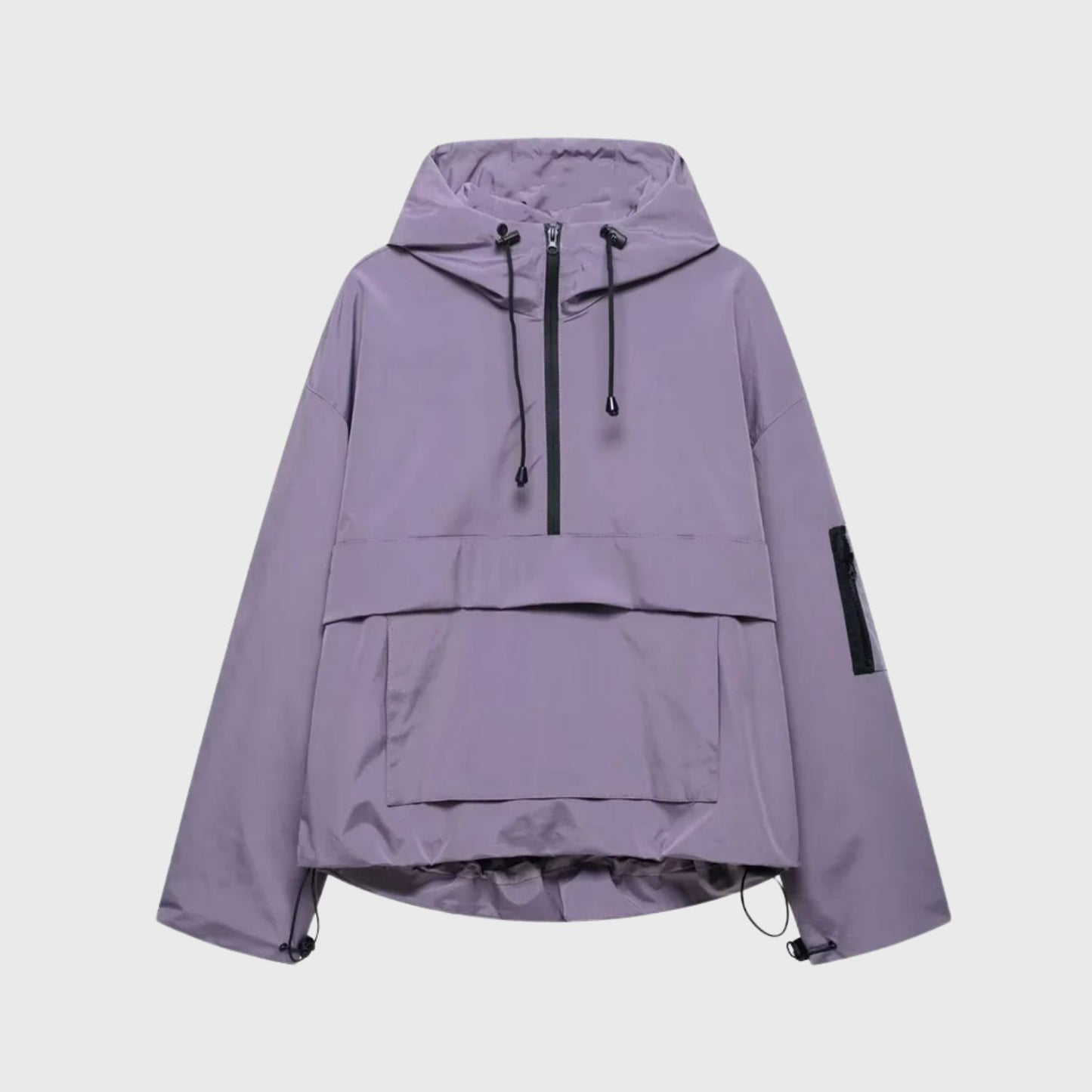 Women’s Oversized Half-Zip Anorak with Front Pouch Pocket