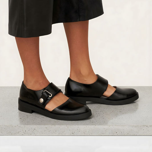 Women's Chunky Mary Jane Shoes with Adjustable Wide Buckle Strap