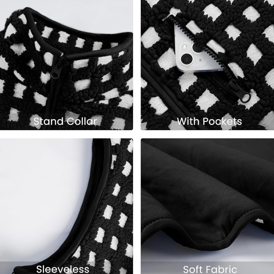 Ceylan® Checkered Sherpa Fleece Vest