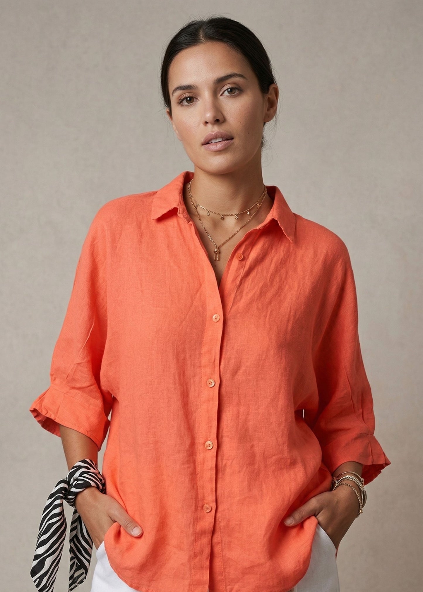 Women¡¯s Oversized Cotton Linen Shirt Long Sleeve Button Down