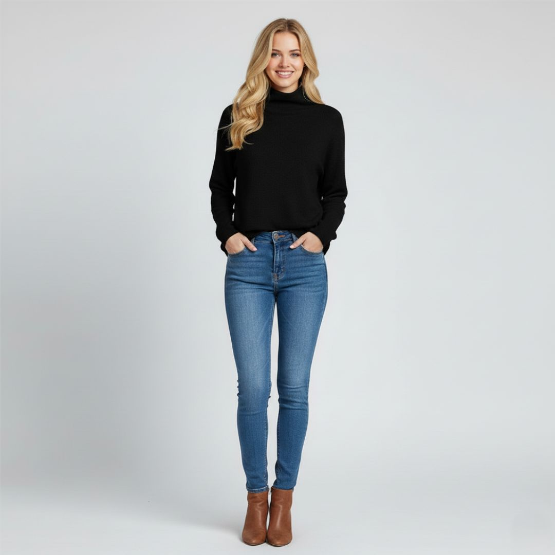 Ceylan Women's Turtleneck Pullover, Soft Stretch Knit