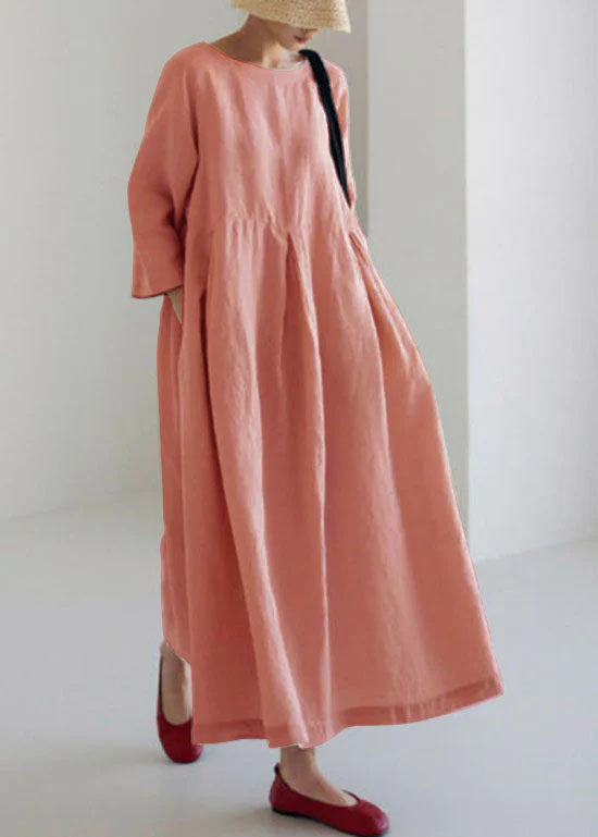 Women¡¯s Midi Dress with Functional Side Pockets and Patchwork Cotton Panels