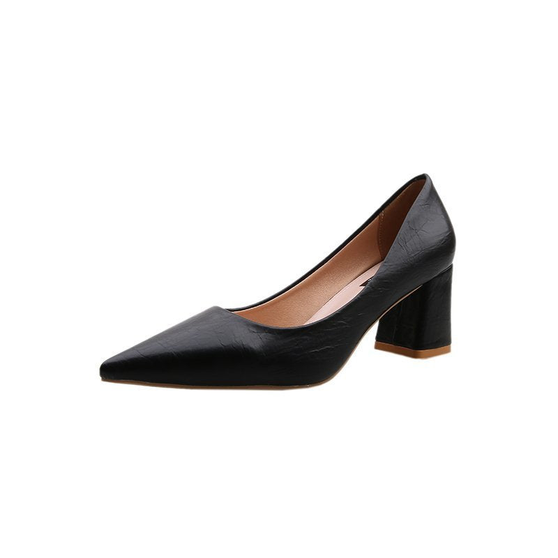 Women's Pointed-Toe Block Heel Court Shoes