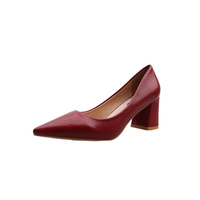 Women's Pointed-Toe Block Heel Court Shoes