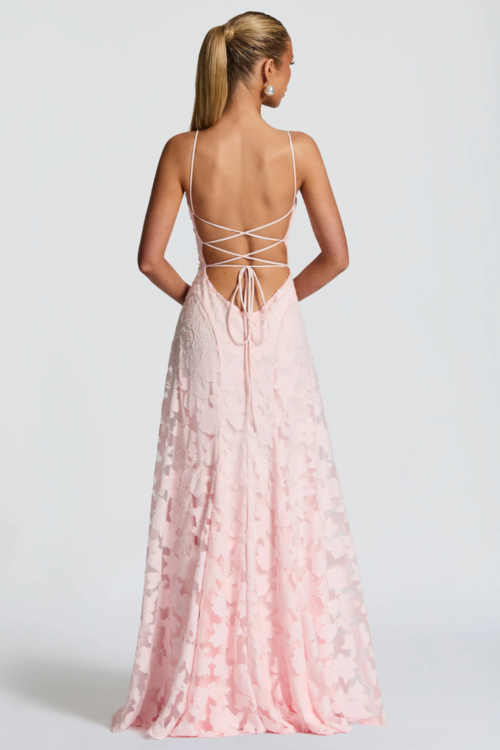 Women’s Maxi Dress with Cami Straps and Floral Brocade Texture
