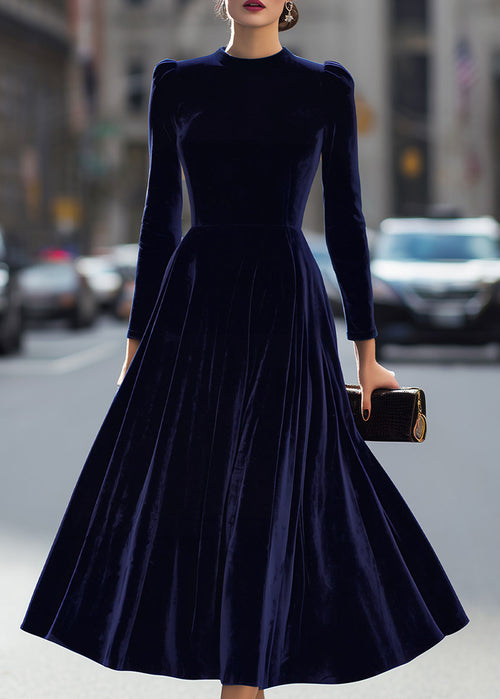 Ceylan Women’s Velvet Midi Dress with Elegant Pleated Skirt