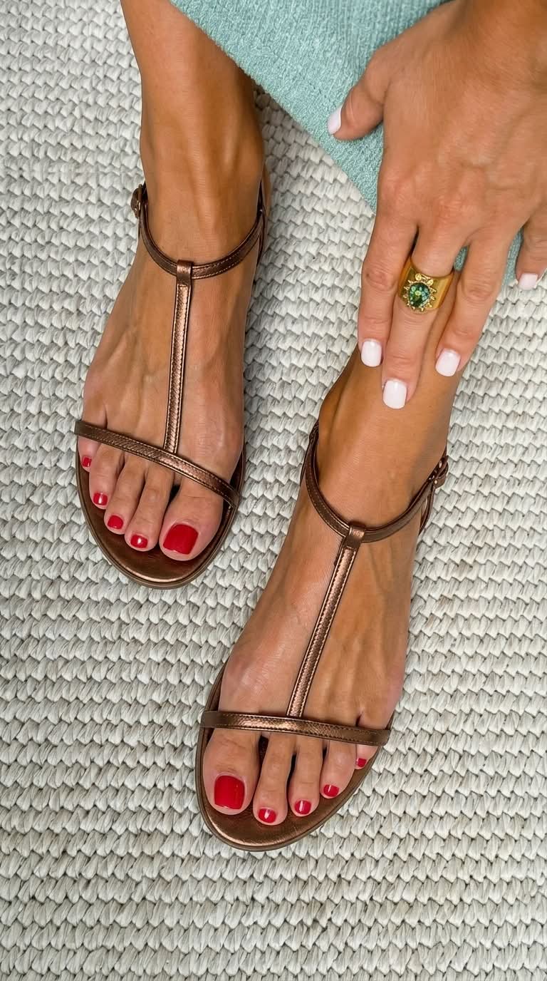 Women's Toe-Loop Strappy Flat Sandals for Effortless Elegance